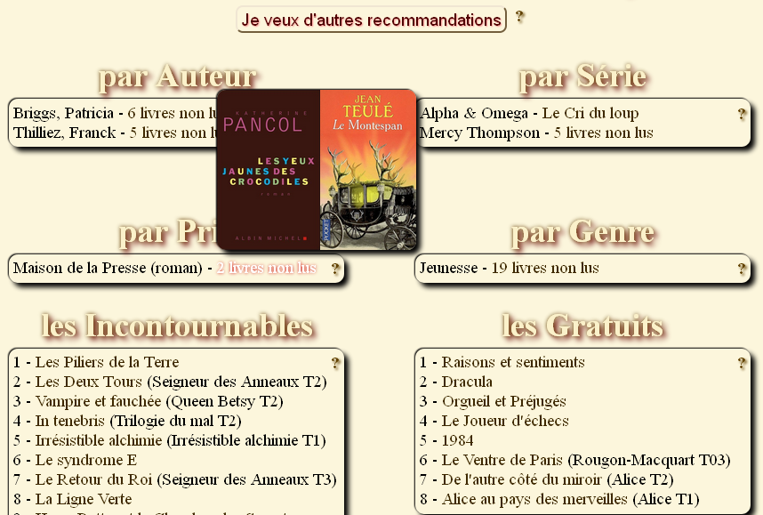 Les recommandations de lectures